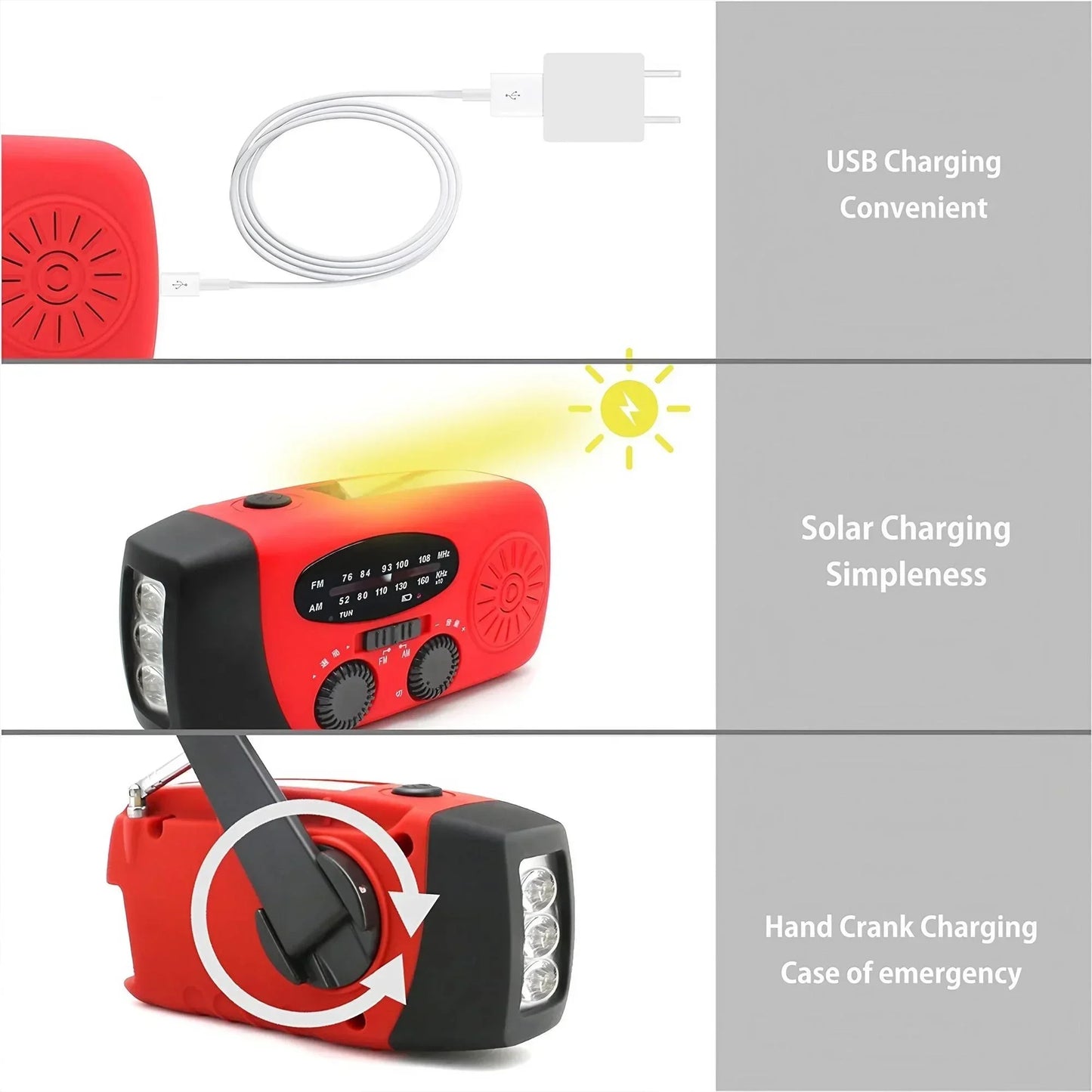 Radio de emergencia solar y dinamo