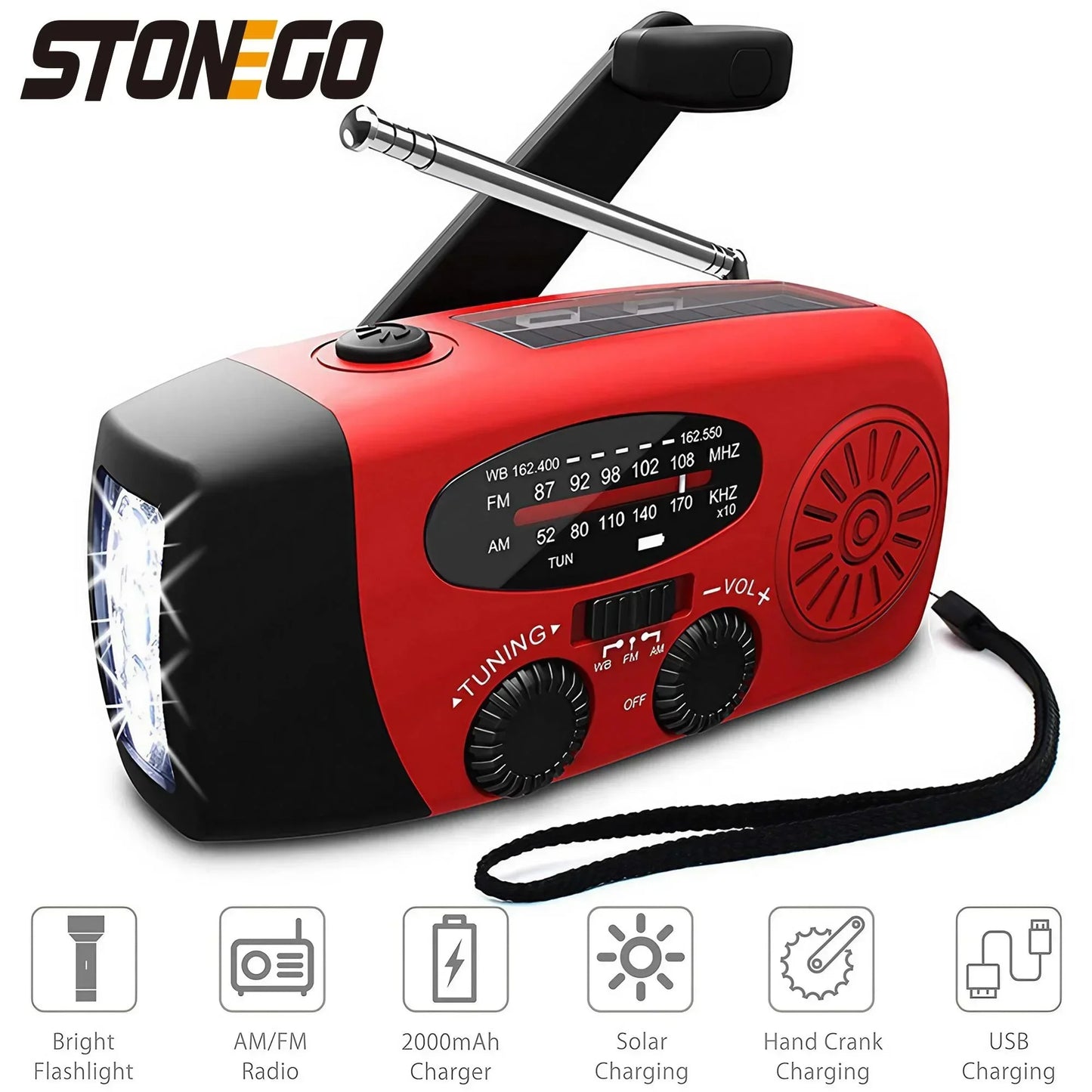 Radio de emergencia solar y dinamo